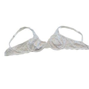 Maidenform Bra 38C Modern Beauty Floral Lace White Underwire Unlined DM9600 VGUC
